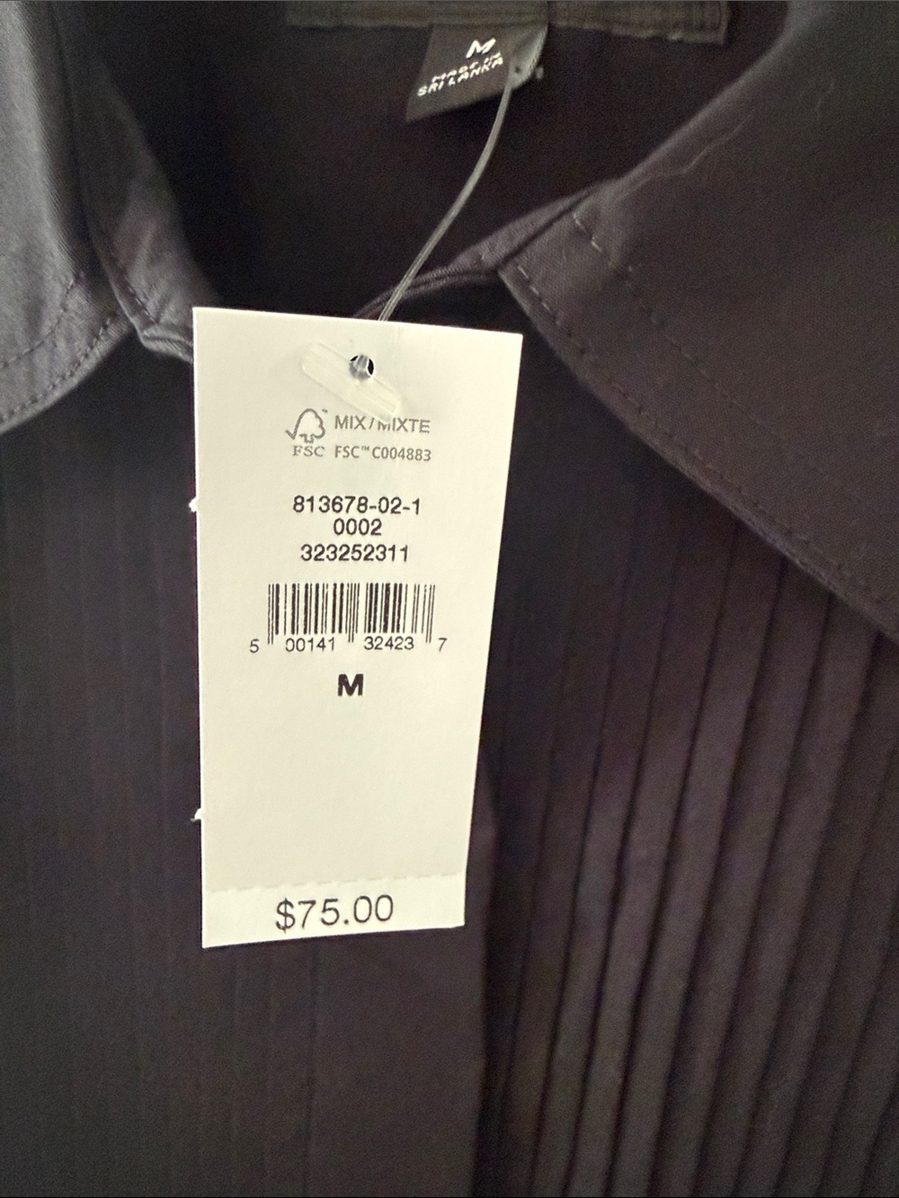Banana Republic Black Pleated Front Dress Shirt - Picture 2 of 5